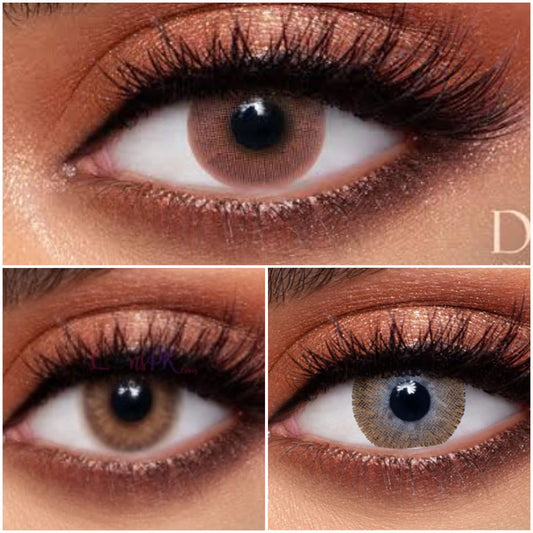 BUY 1 GET 2 FREE (RAQS-E-BISMIL Lenses shade: Lumrere Hazel +Maroon + Cateye)